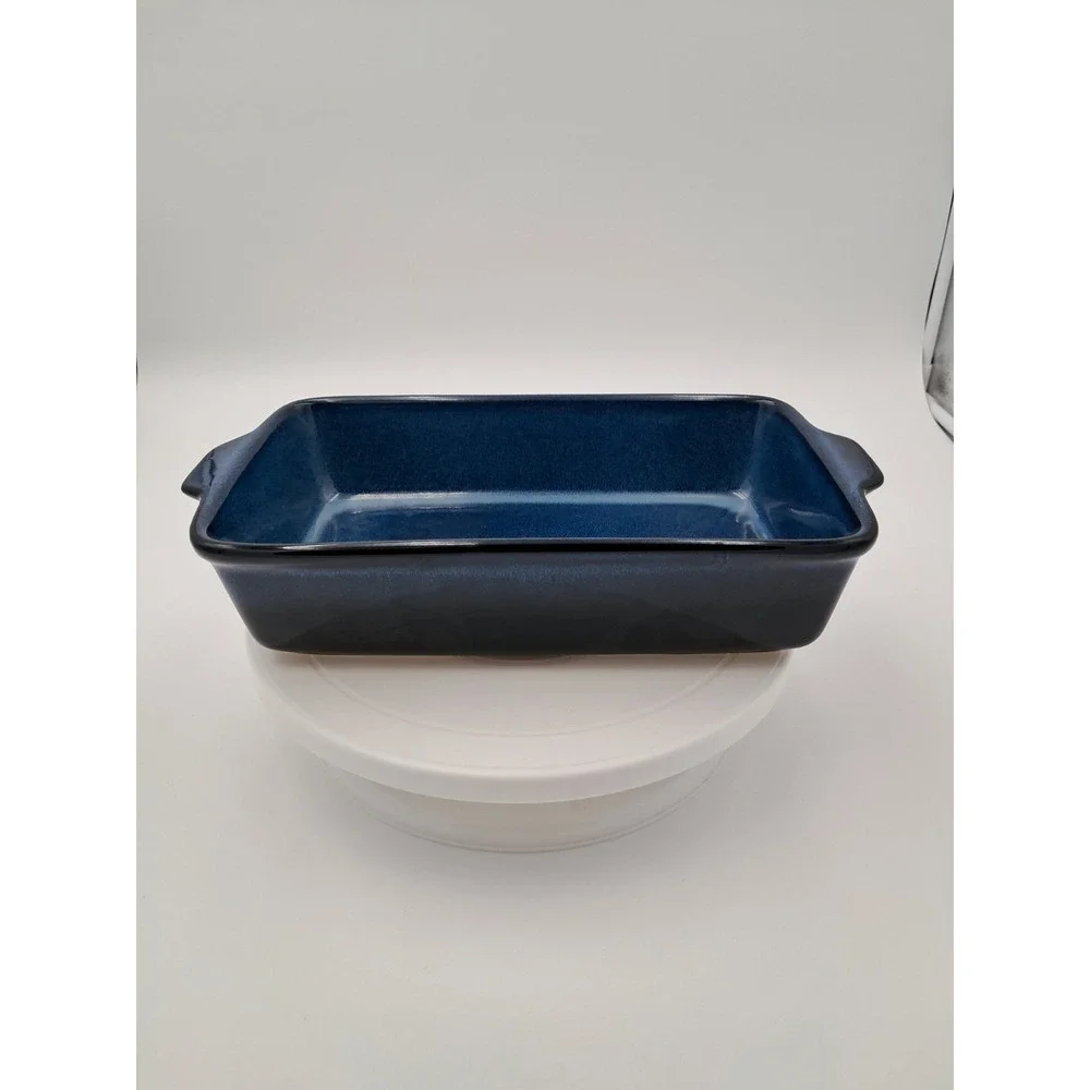 Blue Basque Ceramique Andalusian Stoneware. 13 Inch Rectangular Baker.  Needs...
